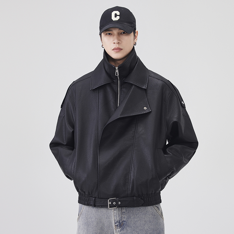 Streetwear Brand Fashion - الخريف الشتاء سترة جلدية الرجال الشارع