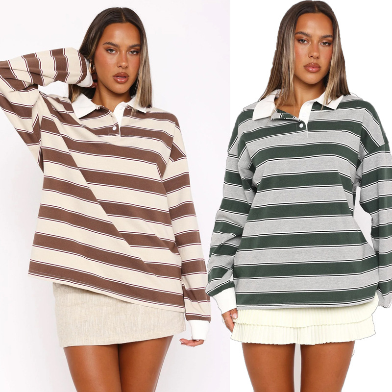 Streetwear Brand Fashion - قميص مخطط دافئ فضفاض بأكمام طويلة