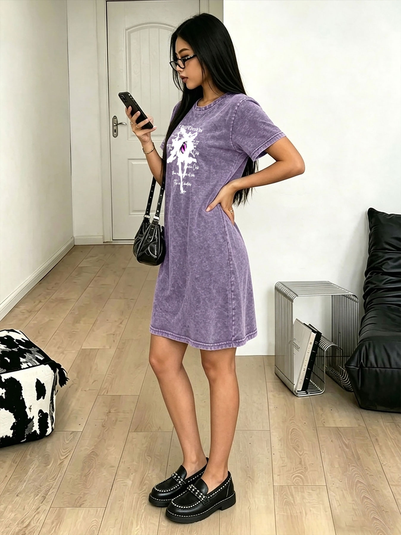 فستان تي شيرت نسائي مغسول بتصم - مراجعة Streetwear Brand With Eye وسعره