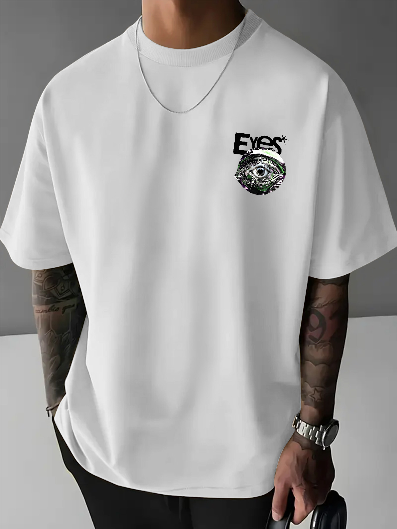 تي شيرت رجالي فضفاض بتصميم عصر - مراجعة Streetwear Brand With Eye وسعره